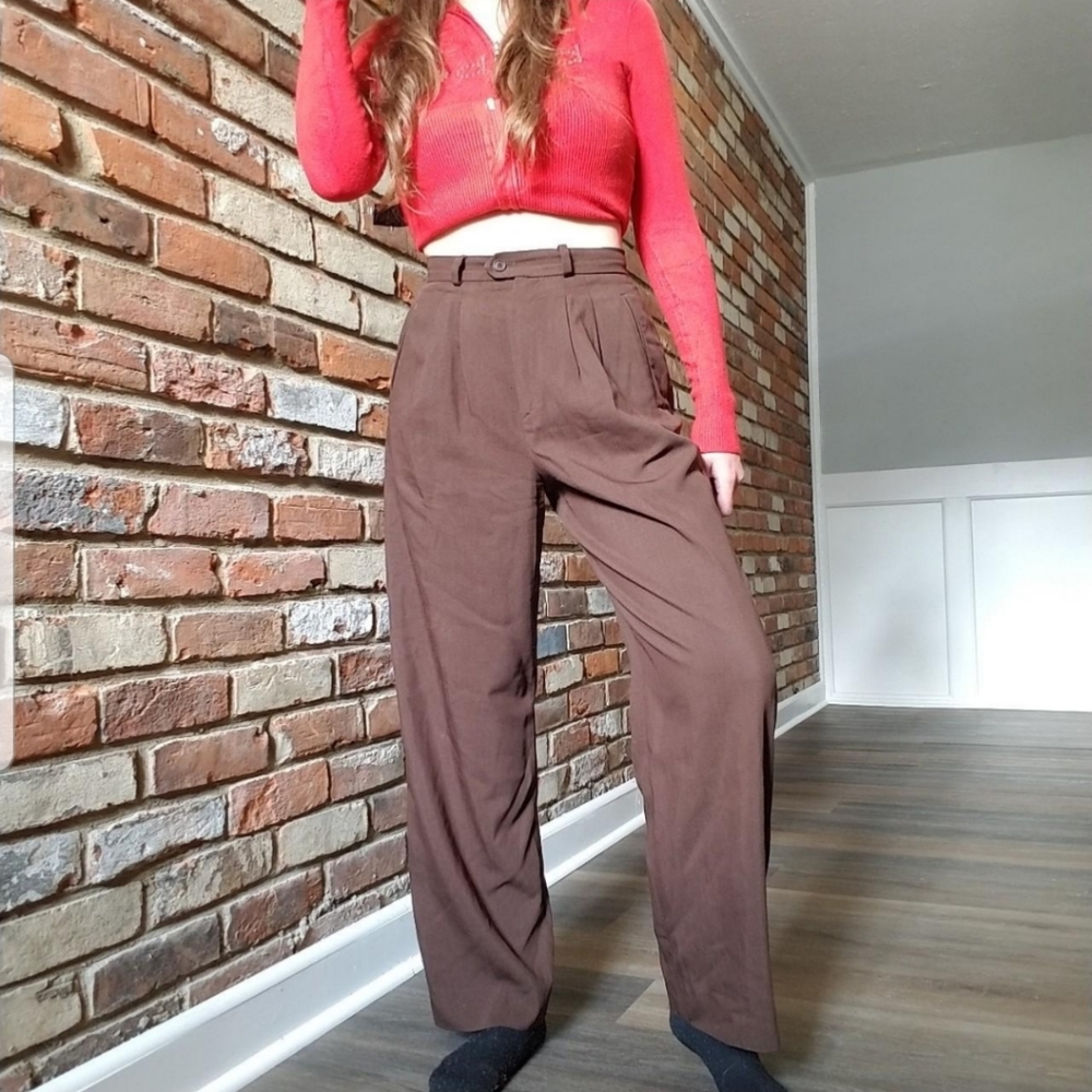 Max Mara Highrise Virgin Wool Brown Trousers